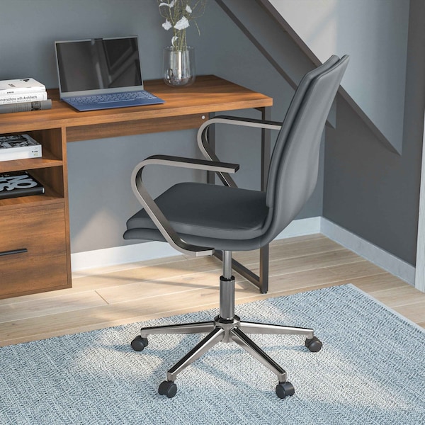 Flash Furniture Gray LeatherSoft Office Chair with Chrome Arms GO-21111B-GY-CHR-GG - main